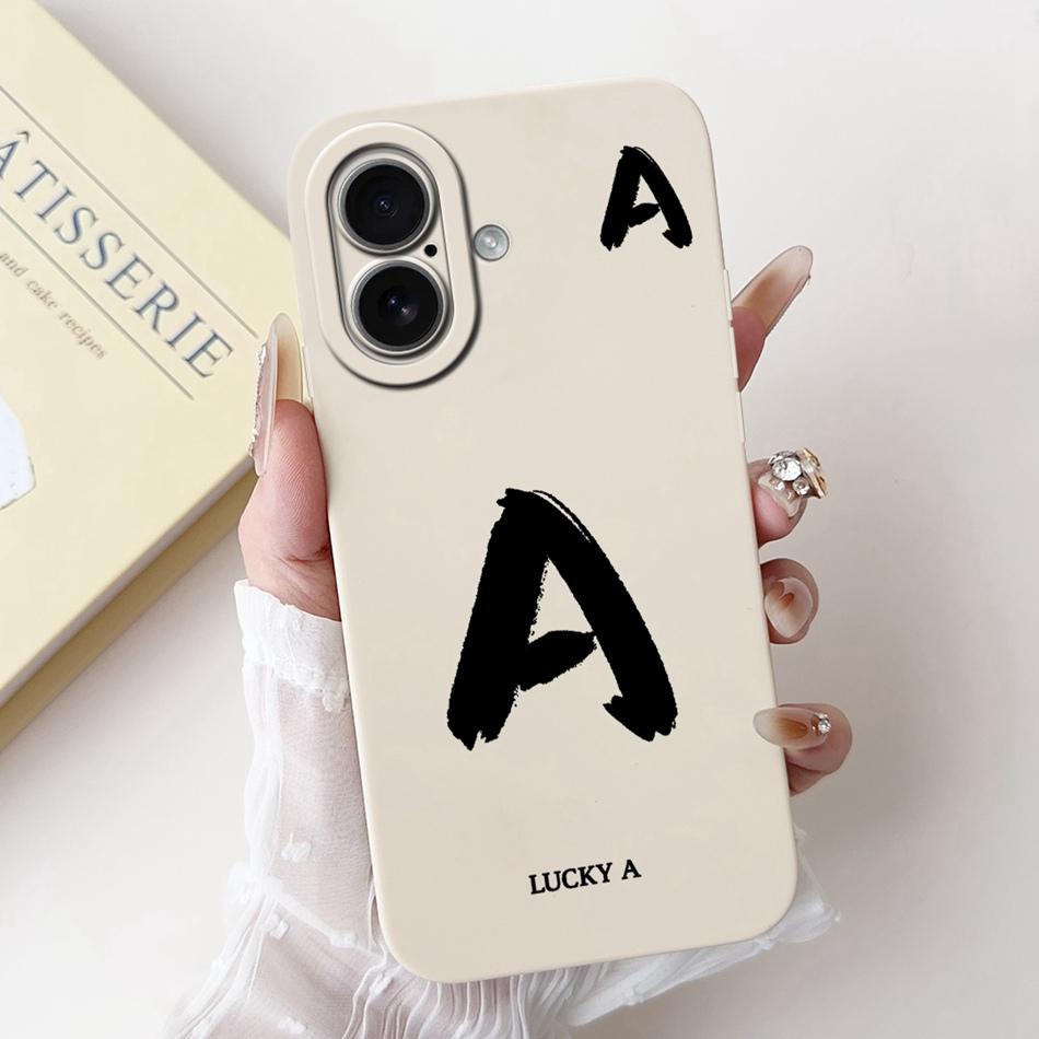 For iPhone 17 17Air Lucky Initial Letter Phone Case For iPhone17 17 Air Soft Silicone Shockproof Cases Bumpers