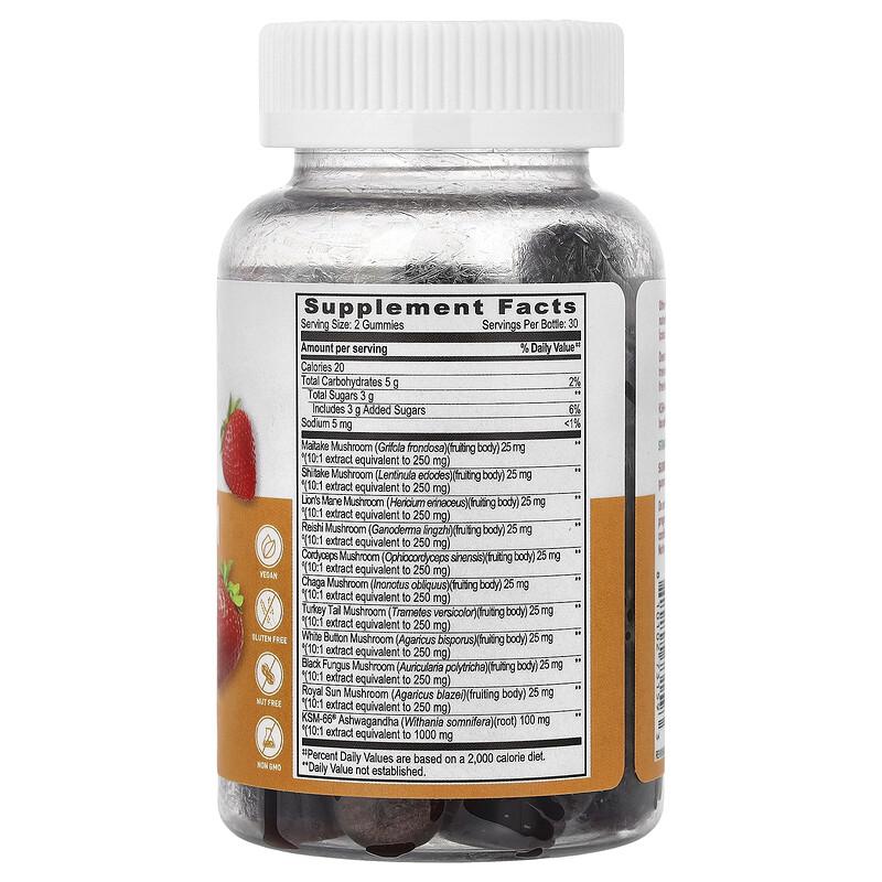 Mushroom + KSM-66® Ashwagandha Gummies, Strawberry, 60 Gummies