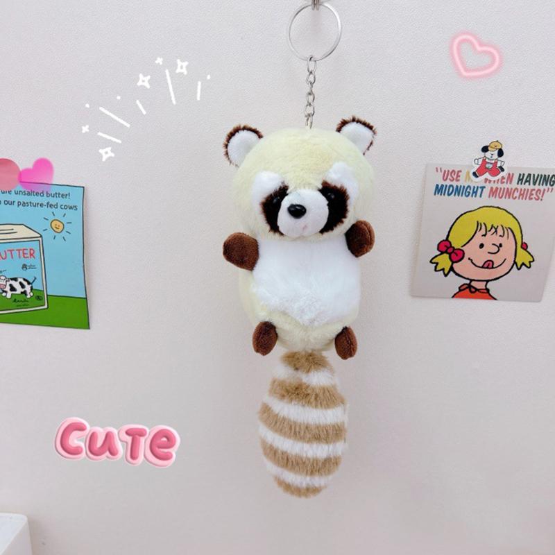 Мультяшный плюшевый енот брелок подвеска милый кавайный длиннохвостый плюшевый кукла брелок рюкзак украшения аксессуары подарки