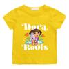 Dora Cartoon Print Kids 100% Cotton T-shirt 2-12 Years Boys Girls Unisex Fashion Soft Short Sleeve O Neck Casual Tops Toddler