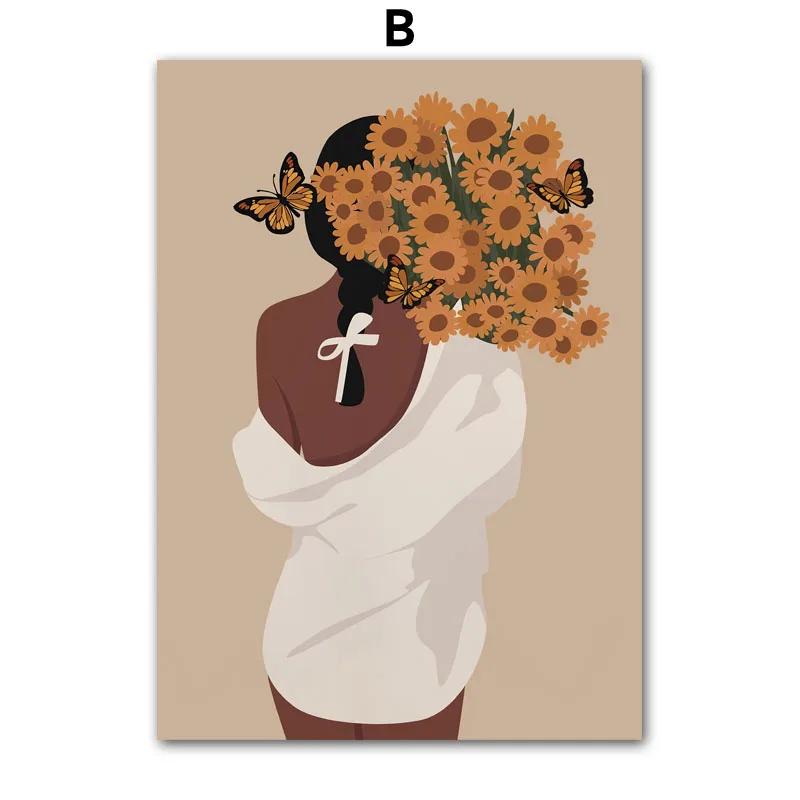 Fashion Black Woman Girl Beautiful Gold Ring Necklace Nordic Posters And Prints Canvas Painting Wall Art Living Room Home Decor