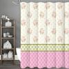 Pink Green Checkered Floral Shower Curtain, Bathroom Decorative Shower Curtain, Waterproof Shower Curtain with Hooks