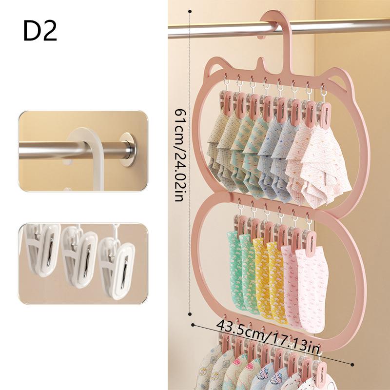 Multi-Clip Sock Drying Rack Multi-Functional Removable Space-Saving Socks Underwear Baby Saliva Towel Household Storage Rack