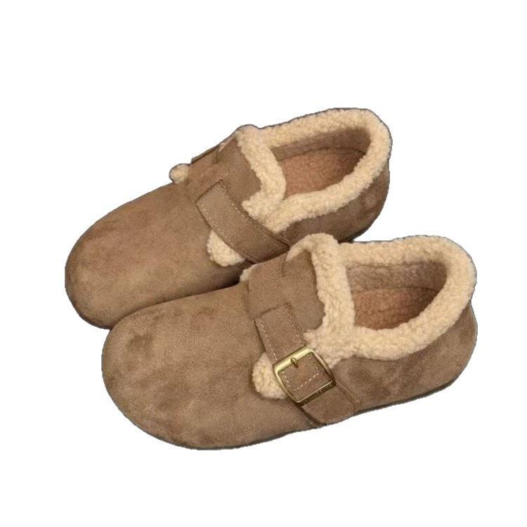 Платформа маффина Birkenstocks носить новые осенние и зимние бархатные теплые снегоступы хлопковые туфли