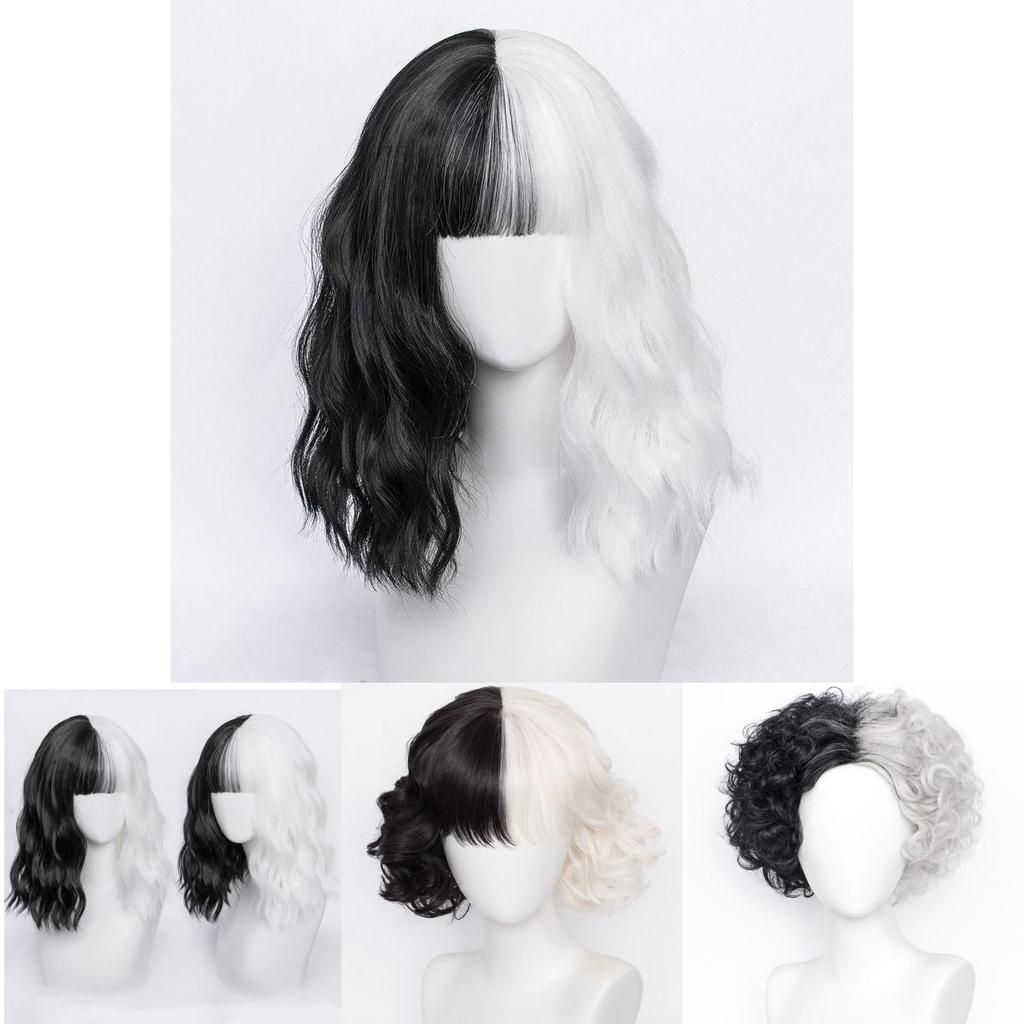 Trendy Short Length Cruella Wig High Temperature Fiber Ideal For Any Skin Tone