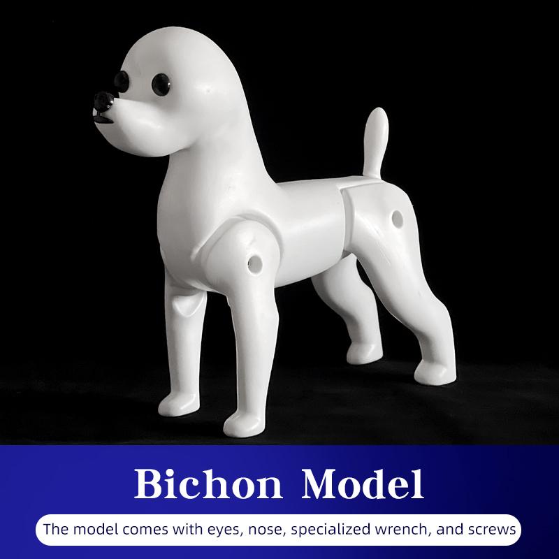 Standard Bichon Pet Simulation Model Dog for Grooming Practice Fake Hair Trim And Style Must Be Used with Skeleton Model