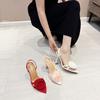 Banquet Women's Shoes 2025 Summer New Models Flower Sexy Pointed High Heel French Sandals