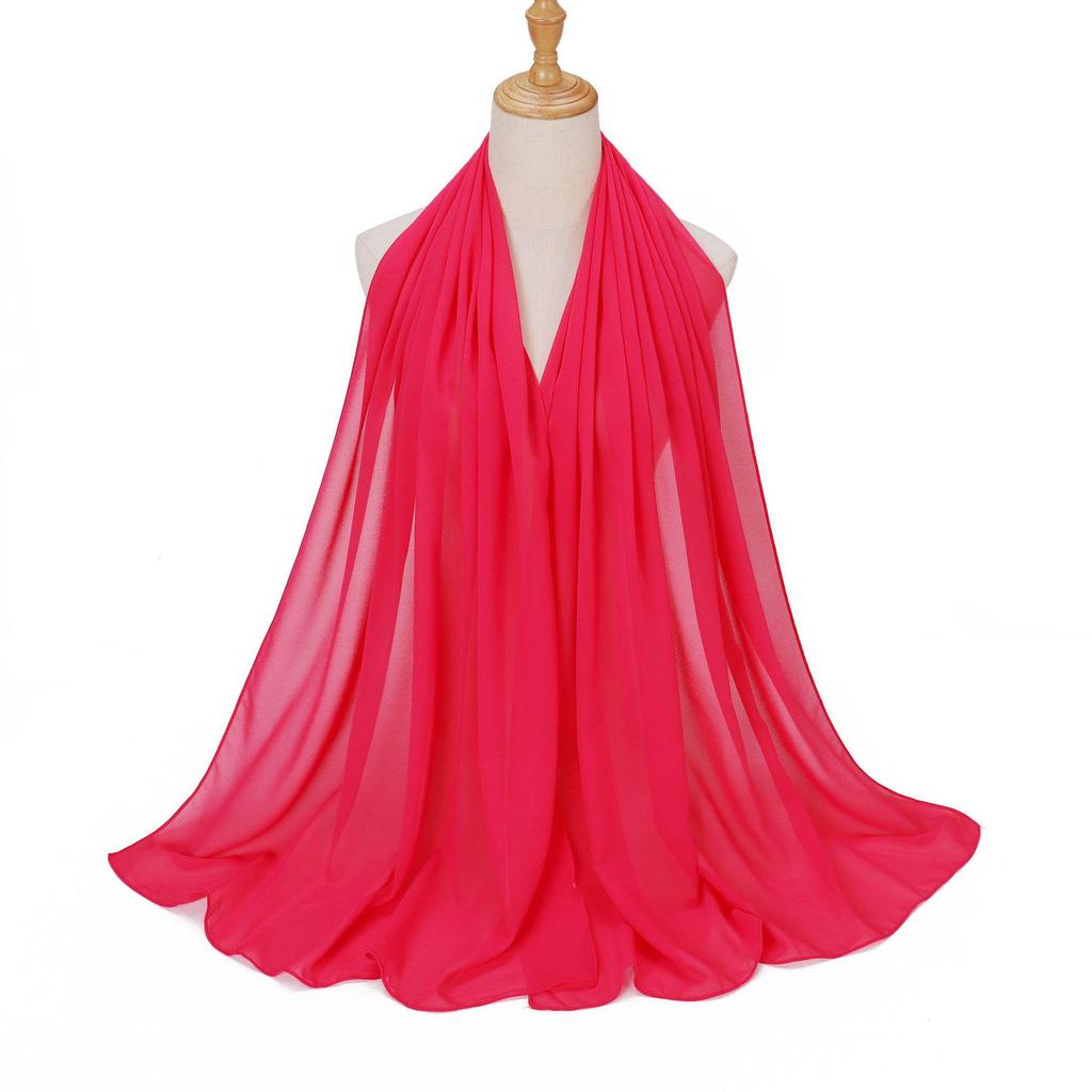 Этнический шифоновый хиджаб-шарф с жемчугом - Однотонный, Длинный стиль для Ближнего Востока и Африки