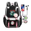 Anime Backpack Bags Large Capacity Manga To Travel Daily Girls Bookbags Demon Slayer Nezuko Kawaii Cartoon School Bag for Adults