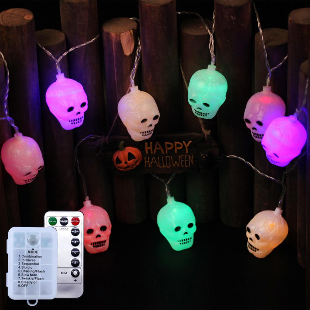 Светодиодные тыквенные огни Хэллоуинские украшения для вечеринок Череп гирлянды Бар Пульт дистанционного управления