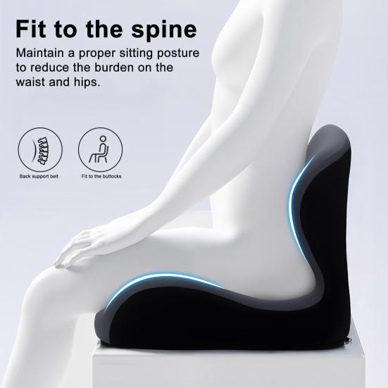 Подушка для спины сиденья из пены с эффектом памяти, интегрированная подушка, эргономичный дизайн, снятие давления, дышащий чехол, поддерживающая подушка для сиденья