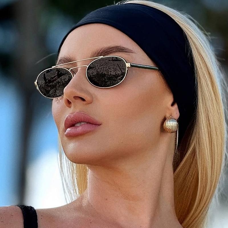 Женские солнцезащитные очки в винтажном стиле, овальной формы, с двойной переносицей, для мужчин, для вождения, для пеших прогулок, женские солнцезащитные очки