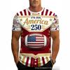 Patriotic USA 250 Print Polo Shirt, Trendy Casual Top For Everyday Wear