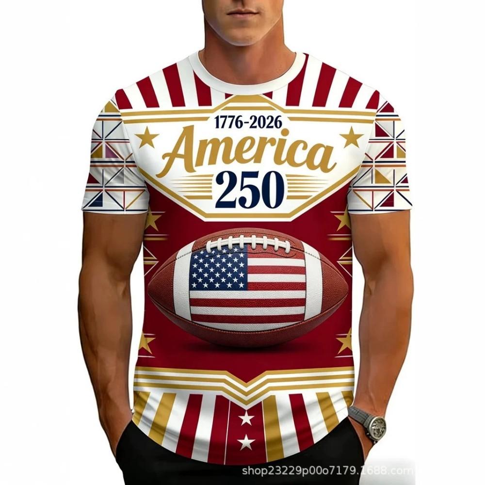 Patriotic USA 250 Print Polo Shirt, Trendy Casual Top For Everyday Wear