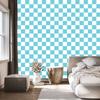 Checkerboard Wallpaper in Aquamarine and White for Living Room and Bedroom 50x1000