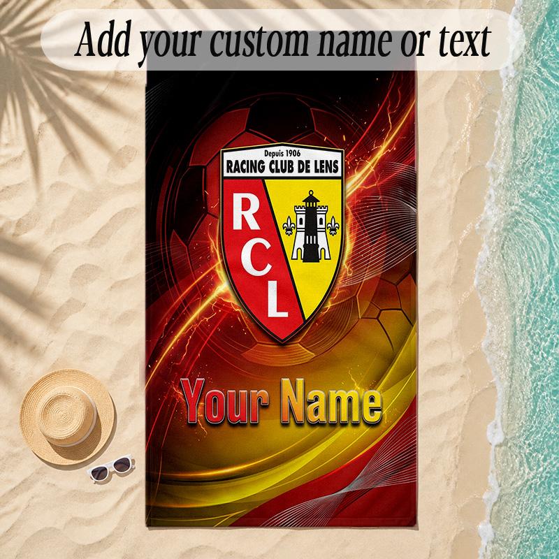 Beach Towelracing club de lens Custom Name Text Personalized Soft Towel for Beach Pool Indoor Home Decor Gift