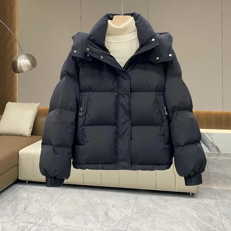 Autumn Winter Down Cotton Jacket Women's Korean Cotton-Padded Thicken Warm Hooded Parkas Short Coat Female Casual Ladies Top