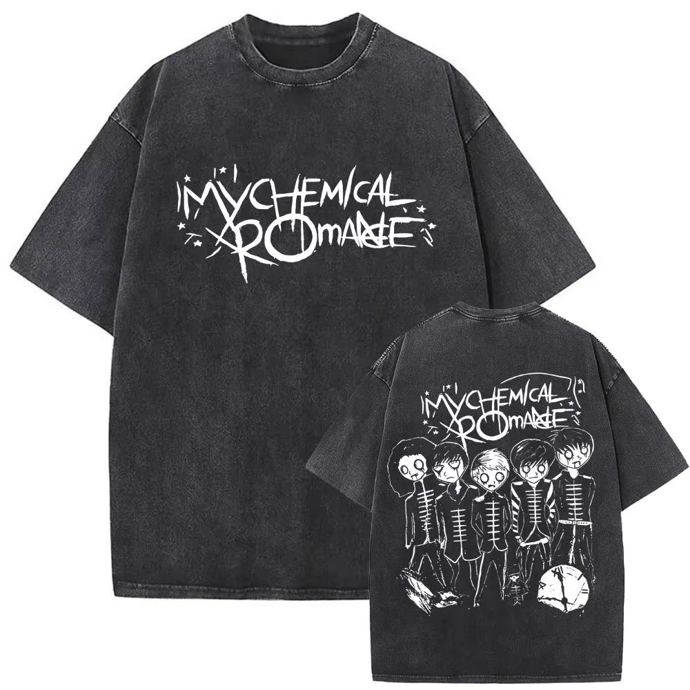 Ограниченная серия футболок My Chemical Romance с винтажным эффектом 'Washed' Альбом 'Three Cheers for Sweet Revenge' Мужские Женские Рок Панк Эмо Футболка