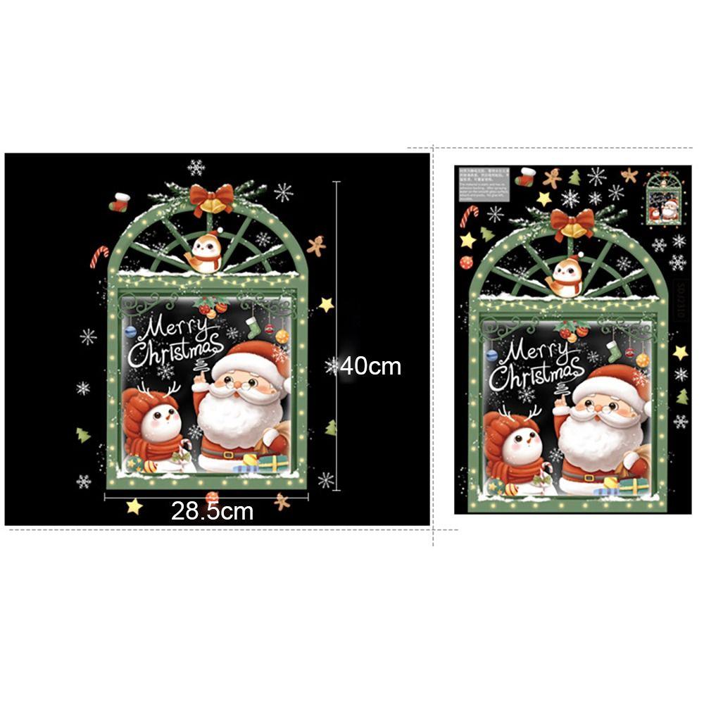 Электростатические рождественские стеклянные наклейки, мультяшные наклейки на окна Санта-Клауса, рождественские
