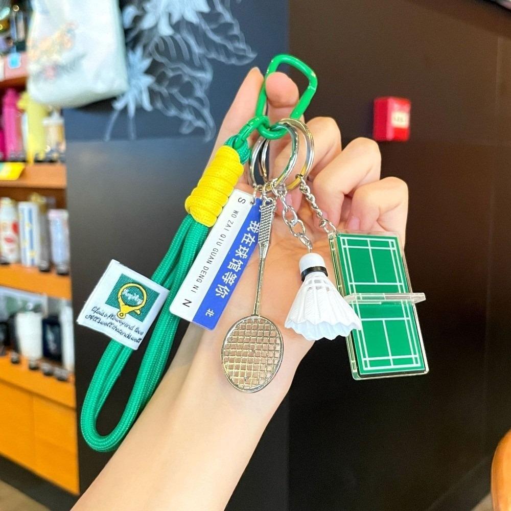 Acrylic Printed Badminton Charm Keychain Portable Ping Pong Keychain Badminton Key Ring