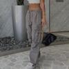 2022, весенне-осенняя уличная одежда, мешковатые спортивные штаны с низкой талией, повседневные свободные широкие брюки, брюки-карго, женские винтажные брюки на шнурке