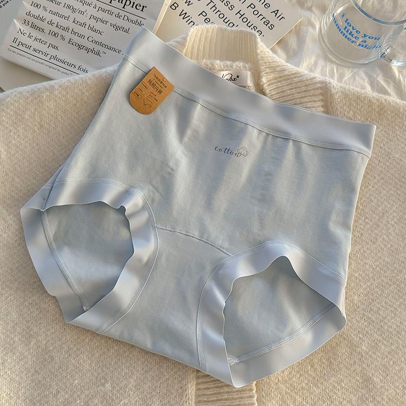Женские трусы-брифы из мягкого однотонного антибактериального чистого хлопка с высокой талией