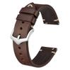 [BISONSTRAP] 19mm Watch Band Military Italian Leather Watch Replacement Strap Quick Release Replacement Band Dark BrownSilver Buckle