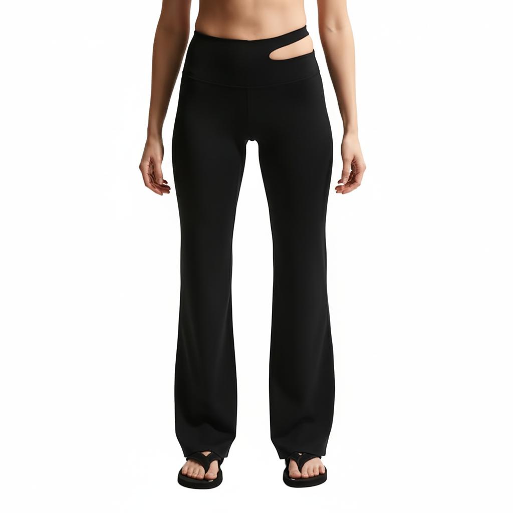 Nike Zenvy Dri-FIT Swoosh Брюки клеш с высокой посадкой Однотонные Мягкие Брюки для йоги Женские брюки IB9116-010
