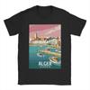Men's 100% pure cotton T-shirt with Algerian city pattern print, hip-hop streetwear, casual top