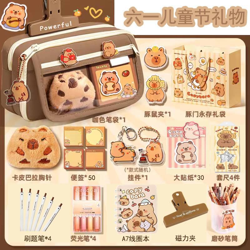 Capybara Pencil Case Large Capacity Multi-Layer Cute Stationery Bag for School Girls Kids Pen Pouch Organizer