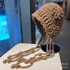 Hand-crocheted flower headgear women's spring and autumn thin style atmosphere show face small pullover hat knitted hollow cold hat
