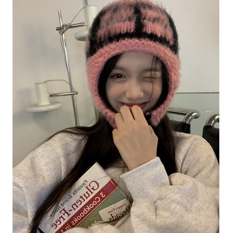 Mohair Racking Flying Hat Women Korean Knitted Hat Warm Wool Hat Ear Protection Ski Hat