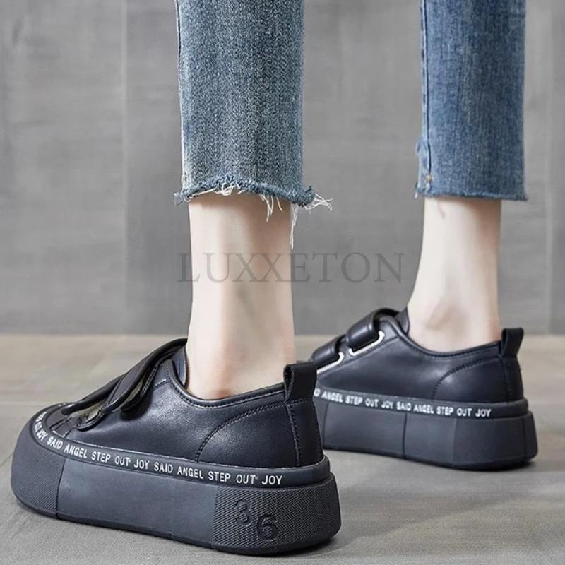 Women Korean Thick Sole Letter Big Head Matsuke Shoes Solid Color Sports and Leisure Versatile Bread Shoes Board Shoes