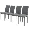 Set of 4 Dining Chairs in Velvet Look, Modern Upholstered Chairs with Metal Legs, for Dining Room, Bedroom, Kitchen, Grey