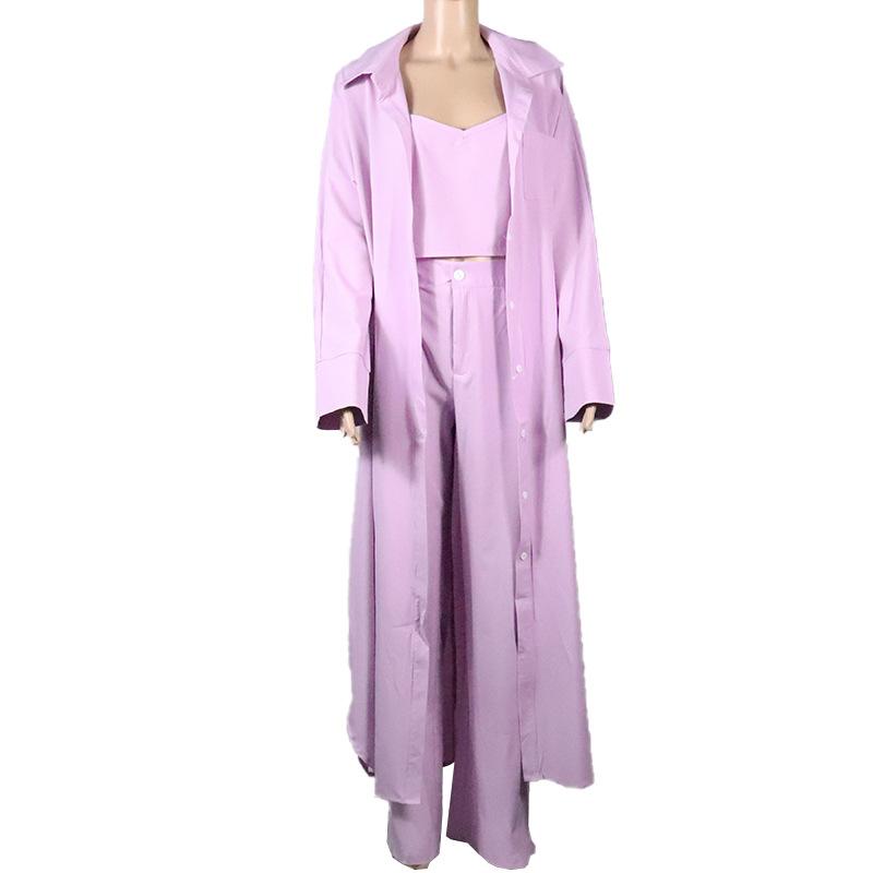 QICED Осенний повседневный плащ, пальто, широкие брюки, три комплекта для женщин