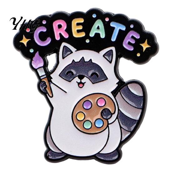 Easy to Use Lapel Pins Cartoon Raccoon Brooch Pin, Animal Decorative Enamel Badge, Alloy Theme Pin for Jackets Backpacks Hats Scarves Clothing