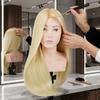 Training Head with Beehive Bust 70 Blonde, Thermal Hair + Handle, Hairdressing For Combing, Exercise Head