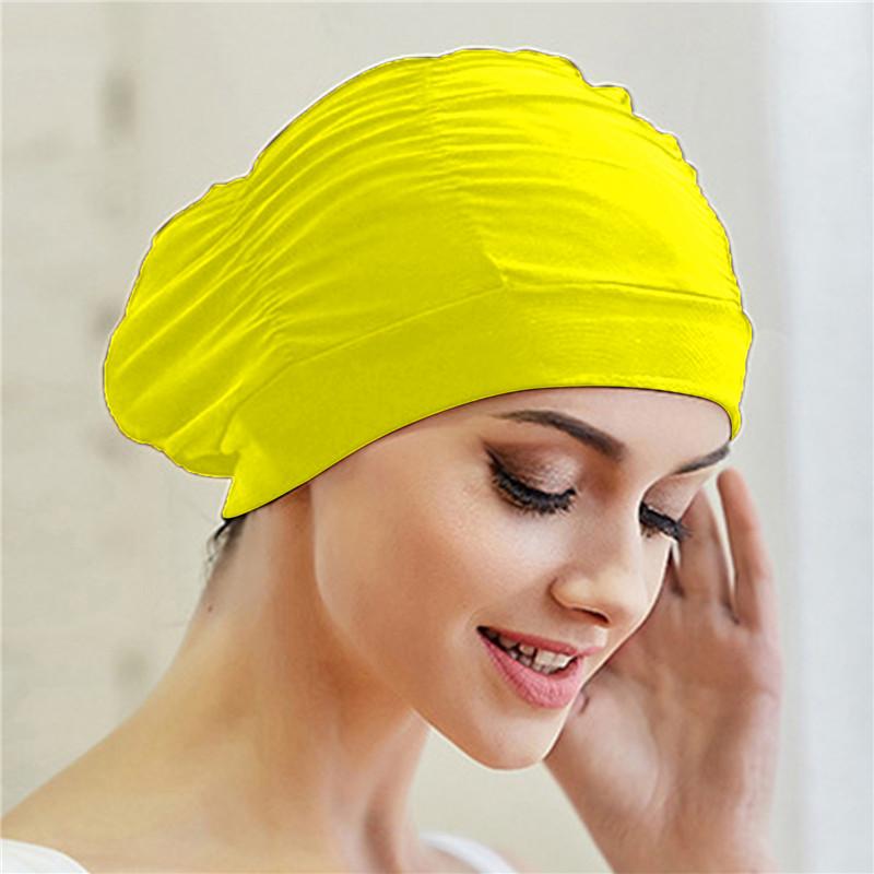 Pleated Cloth Swimming Cap To Increase The Head Circumference Long Hair Ear Protection Swimming Spa Unisex Swimming Cap