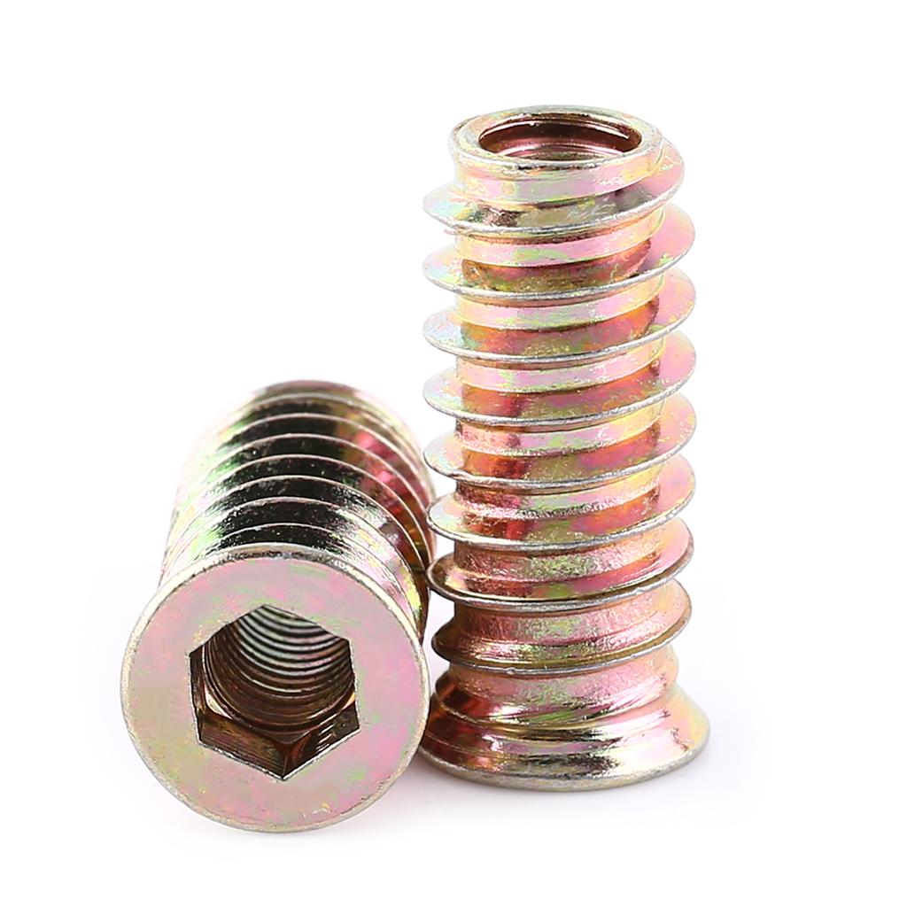 Вставные гайки с шестигранным гнездом из углеродистой стали с резьбой для деревянной мебели (М8*25мм)