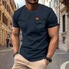 New Men's Large Size Solid Color Round Neck T-shirt Fashionable Casual Pocket Slim Short-sleeved Top