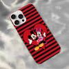 M-Minnie M-Mickey Silver Gradient Pleated Water Ripple Phone Case for IPhone 17 16 15 14 13 12 11 Pro Max