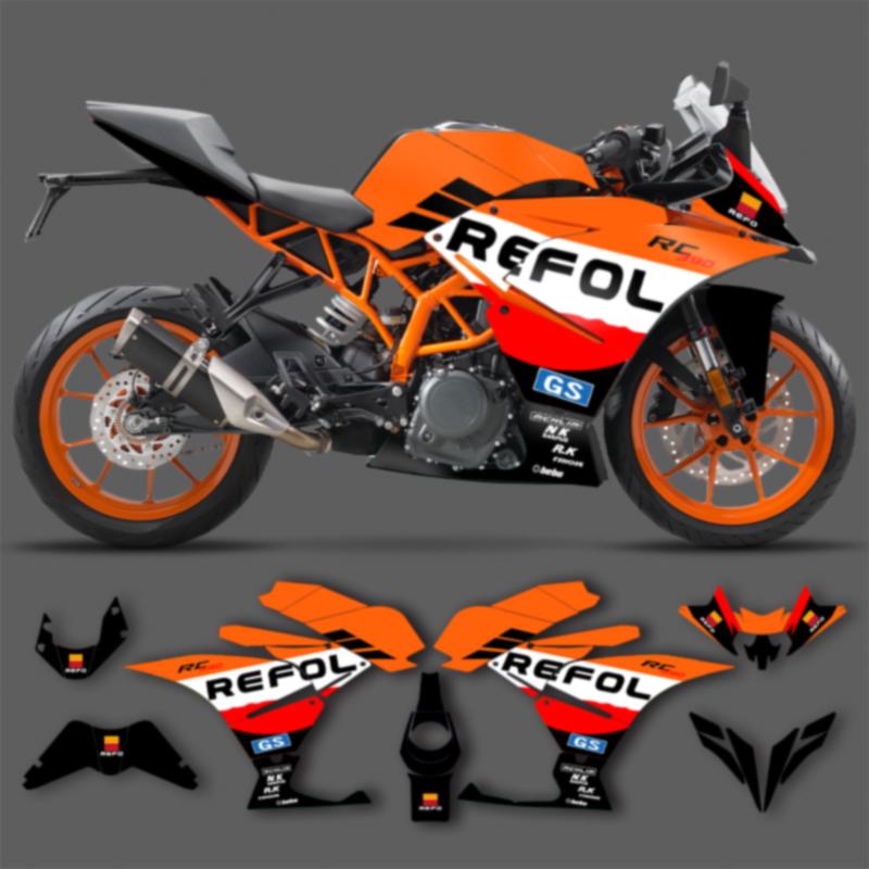 Графика наклеек PowerZone Custom для KTM RC 250 RC 390 2017-2020  SUPERMOTO Наклейки на фон мотоцикла Комплект