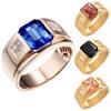 Свадебная вечеринка Мужское квадратное кольцо со стразами, инкрустированное широким кольцом на палец, подарок для ювелирных изделий