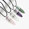 1 шт., ожерелье из натурального камня, кулон в форме пули, кристалл, розовый кварц, зеленый авантюрин, веревка, агатовая цепочка, ожерелья для женщин и мужчин, ювелирные изделия 17 × 54 мм