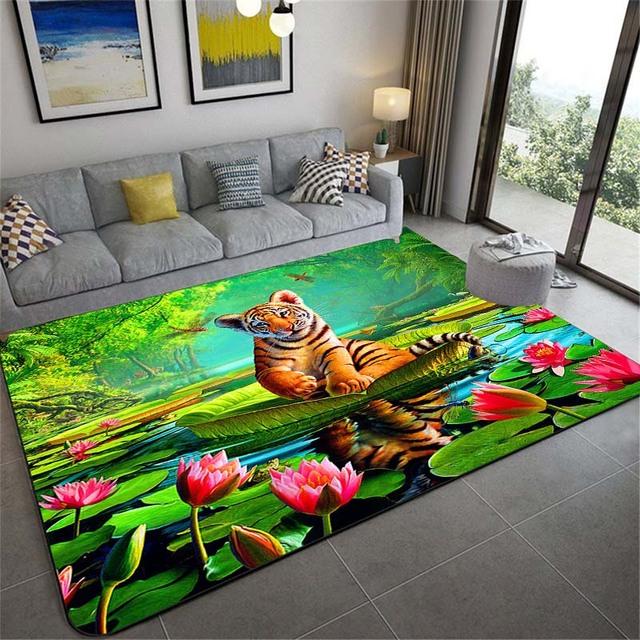 Нескользящие коврики с леопардом, тигром, львом, кошкой, большие коврики, коврики для гостиной, удобный ковер, мягкий напольный коврик, коврики для спальни