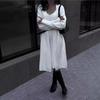 Women's Autumn and Winter Solid Colour V-neck Pullover Dress Cardigan Knit Set