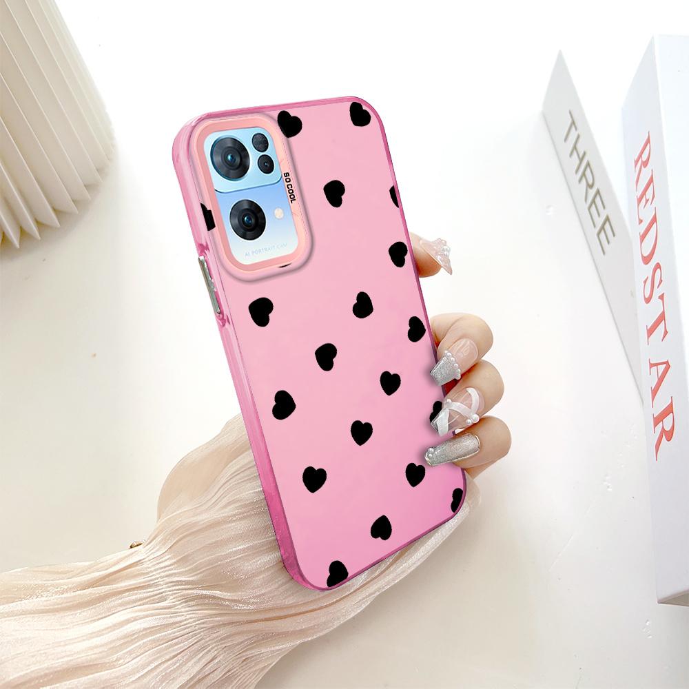 Окрашенный узор, цветной серебристый, двухсторонний, жесткий, противоударный чехол для телефона с защитой от падений для OnePlus OPPO Reno Realme