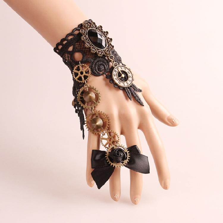 2 Rings Women In Bracelet Colors With Gear Clock Decor Wrist Guard For Wedding