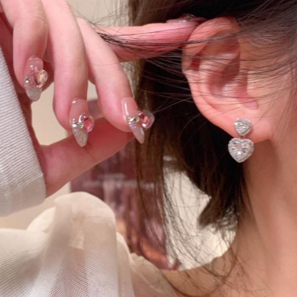 Серьги-пусеты из простого серебристого металла 'Серебряная игла'