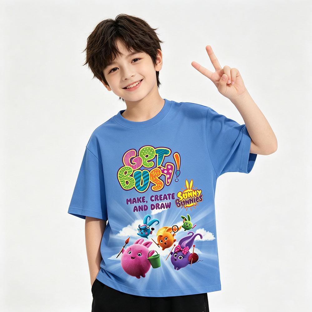Sunny Bunnies Short Sleeve T-Shirt Kids Anime Print Tops Childrens Clothing 3D Cartoon Print Boys Girls O-neck Comfortable Tees